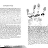 Book pages from "Under Spiritual Siege" by Schiffer Publishing, Ltd.: Left page introduces ghosts, demons, and paranormal investigation; right page displays a large gray handprint with "Chapter One: PSYCHIC ME" and text on psychic abilities and protection.