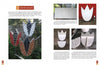 A two-page spread from "Sculptural Secrets for Mosaics" by Schiffer Publishing, Ltd. shows step-by-step photos of assembling large tulip-shaped forms from white foam and painting mosaic-inspired designs.