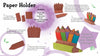 Step-by-step illustrated instructions for making a paper holder from Clay by Schiffer Publishing, Ltd., shaped and painted like colored pencils. Includes materials list, finished example, text, and diagrams for each kids' crafting step.