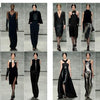 The SFP LookBook: Mercedes-Benz Fashion Week Fall/Winter 2014 Collections by Schiffer Publishing, Ltd. presents twelve models in chic black and metallic evening gowns, each showcasing diverse designs and 2014 trends against a minimalist gray backdrop.