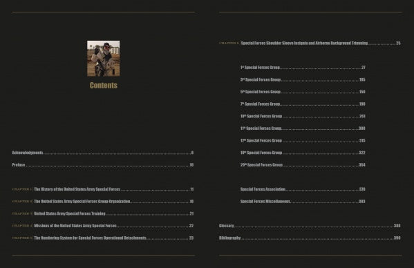 US Army Special Forces Team History and Insignia Table of Contents