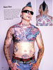 A tattooed man, captured in striking detail, showcases the artistry featured in Justice Howard’s photography book "Revelations" by Schiffer Publishing, Ltd.