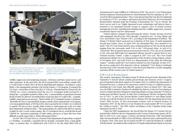 A photo of "Enter the Drones" by Schiffer Publishing, Ltd. on display indoors. Attendees in business attire discuss UAVs at an exhibition or conference, with the product featured on a stand in the foreground.