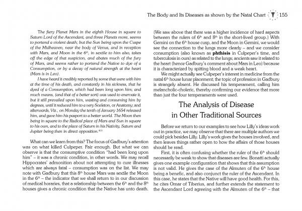 A scanned page from "Traditional Medical Astrology" by Schiffer Publishing, Ltd. covers medical astrology, planetary influences, and disease analysis, with headers like "The Body and Its Diseases" and natal chart references.