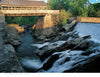 Timeless Crossings" by Schiffer Publishing, Ltd. features a covered wooden bridge over a rocky river and waterfall amid lush trees, with sunlight casting scenic shadows—an ideal capture for fans of rural Vermont and bridge photography.