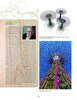A magazine page for Schiffer Publishing, Ltd.'s "Green Art" shows Andrew Grant’s photo and bio on the left, with three photos of Singapore’s Supertree structures—including top-down and upward views—on the right.
