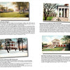 A page from "Greetings from Charlottesville, Virginia, and Albemarle County" by Schiffer Publishing, Ltd. shows four vintage postcards of UVA’s Rotunda and Lawn with captions highlighting seasonal views and unique perspectives.