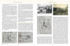 A two-page spread from “Swept Away” by Schiffer Publishing, Ltd. features several text blocks and six black-and-white images—cartoons, a classroom, a car with people, and historic photos—exploring Broncoinn’s legacy and broomcorn history.