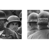 Black-and-white photos in Schiffer Publishing, Ltd.’s "Grunts" show soldiers in helmets during basic training—one facing forward, others with names such as PARISH and McKenna taped on their helmets—in this photojournalistic essay.