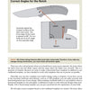 A diagram in "The Lockback Folding Knife" by Schiffer Publishing, Ltd. labels the latch, notch, and blade angles. Below, text explains correct notch angles for knifemaking, with extra advice provided in a highlighted box.