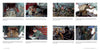A collage of eight photos from Schiffer Publishing, Ltd. features Air Force personnel working with equipment, cargo, and parachutes inside and around the C-141 Starlifter transport plane during military operations.