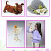 A collage of four needle felted creations—a brown dog, gray hat with white flower, winged fairy, and girl in glasses with a tiny fairy—appears in "Making Simple Felted Jewelry" by Schiffer Publishing, Ltd., featured on page 63.