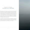 A foggy body of water fades into the distance beneath a pale sky. On the left, Schiffer Publishing, Ltd.’s Archipelago New York displays coordinates and a story about a night at home before sailing among NYC islands.