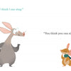 A cartoon aardvark declares, "I Think I Can," while a doubtful mouse in a green scarf replies, "You think you can sing?" This playful Schiffer Publishing, Ltd. scene captures reading confidence for any beginner's picture book.