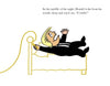 Cartoon of a blond man in a suit startled awake in bed, arms raised. Above: Donald woke from sleep and cried, Covfefe! A humorous, satirical touch from "Donald and the Golden Crayon" by Schiffer Publishing, Ltd.