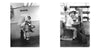 Two black-and-white photos from "Grunts" by Schiffer Publishing, Ltd.: Left, a boy dons an oversized coat; right, an older man adjusts it in a workshop, capturing the essence of preparing for U.S. Army draft basic training.