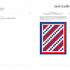 A page from Schiffer Publishing, Ltd.’s "Quilts of Valor" book displays Jacobs Ladder quilt instructions, fabric requirements, and a red, white, and blue geometric design—ideal inspiration for military quilts or Quilts of Valor projects.