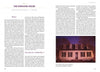 Two-page spread from "Breakthrough Ghost Photography of Haunted Historic Colonial Williamsburg, Virginia Part II" by Schiffer Publishing, Ltd., features haunted Williamsburg stories with a nighttime photo of Everard House lit in purple.