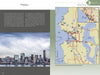 The book “Scenic Seattle” by Schiffer Publishing, Ltd. opens with a preface and a cityscape photo of Seattle on the left page, and a map of top photo spots on the right—a perfect introduction to your Seattle photography journey.