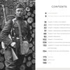 A black-and-white photo of a WWI soldier stands before stacked logs, symbolizing military service. Beside it, the table of contents for "Forgotten Soldiers of World War I" by Schiffer Publishing, Ltd. lists chapters and page numbers.