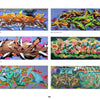 Fresh Paint" by Schiffer Publishing, Ltd. features a vibrant collage of six graffiti murals, blending bold greens, oranges, blues, and pinks with intricate urban art and stylized lettering inspired by the dynamic energy of Brooklyn, NY.
