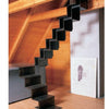 The book "Stairways" by Schiffer Publishing, Ltd. features modern metal zigzag staircases leading to lofts with wood beams and floors, with large artworks accenting adjacent walls—ideal inspiration for standout architectural designs.