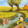 A colorful illustration from The Grumbletroll by Schiffer Publishing, Ltd. shows animals picnicking by a creek with tents—rabbits, hedgehogs, and birds all enjoying the scene—perfect for helping children manage anger.