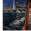 The cover of Painted Landscapes by Schiffer Publishing, Ltd. features a city waterfront at night, with illuminated skyscrapers and a ferry nearing the dock, swirling water patterns, and the ferry’s deck and railings visible on the right.