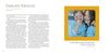 Two smiling children, one with Down syndrome, in light blue shirts hug in a pool. The "Reasons to Smile" cover by Schiffer Publishing, Ltd. features a mustard-yellow border with text on the left and bottom right of the page.