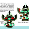 Knifewing & Rainbow Man in Zuni Jewelry by Schiffer Publishing, Ltd. explores classic mosaic designs, featuring stylized birds with outstretched wings and geometric patterns crafted from turquoise and colored stones in silver.