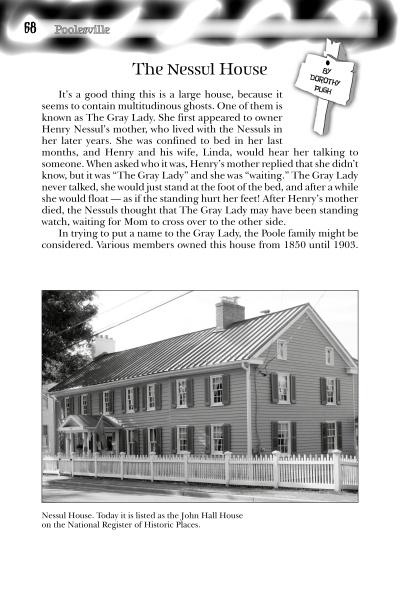 A page from "In Search of Maryland Ghosts" (Schiffer Publishing, Ltd.) features a photo of the Nessul House, a historic Montgomery County site famed for hauntings by the Gray Lady.