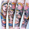 The New Old School" by Schiffer Publishing, Ltd. showcases striking tattoo art on the arm, blending traditional tattoo designs with bold lines and vibrant colors.