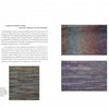 A two-page spread from Schiffer Publishing, Ltd.’s "Ondulé Textiles" shows text and a fabric image on the left page, and three detailed close-ups of ondulé textiles with subtle colors and unique textures on the right.