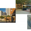 Boston Wide by Schiffer Publishing, Ltd. features scenes of a city plaza with modern and historic buildings, a tree-lined park with benches, and a round Freedom Trail plaque embedded in the pavement with an inscription and emblem.