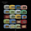 A grid of 20 Deco Radio units by Schiffer Publishing, Ltd. in yellow, green, blue, pink, and red, inspired by vintage 1939 Art Deco designs, displayed against a black background.