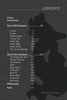 Table of contents page from "Hockomock" by Schiffer Publishing, Ltd., with section and chapter titles plus page numbers, set against a witch silhouette—a nod to Bridgewater Triangle's paranormal activity in southeastern Massachusetts.