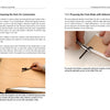 Two pages from "Making Leather Knife Sheaths, Volume 3" by Schiffer Publishing, Ltd. show: Left, tracing a fixed blade sheath pattern on leather; right, marking and embossing the welt line on a welted leather sheath's front.