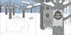 In "Who Is Hiding in the Forest?" by Schiffer Publishing, Ltd., lift the flap to discover a snowy forest scene where a smiling owl is nestled in a tree trunk for winter. Perfect for exploring nature and animal habitats with little ones!.