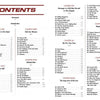 Table of contents page from the book "Mine's Bigger Than Yours" by Schiffer Publishing, Ltd., listing chapters like “Ain’t That a Kick in the Head,” “Kick-Ass Women,” and “Dystopian Hell,” inspired by action movies, with page numbers.