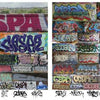 Baltimore Graffiti by Schiffer Publishing, Ltd. showcases vibrant graffiti tags, mainly CASPA, in diverse styles and colors—cityscapes above graffiti on the left, stacked close-ups on the right—offering an authentic glimpse into Baltimore's street art.