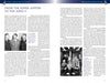 A two-page magazine spread titled From the Super Jupiter to the Saturn V, published by Schiffer Publishing, Ltd., includes columns of text and two black-and-white photos—one showing five men in suits, another of a group at a table during Apollo.