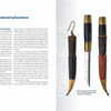 A two-page spread from Schiffer Publishing, Ltd.'s "The Puukko": the left page is titled "The Era of Industrialization," while the right displays three detailed images of Finnish knives, a specs chart, and captions highlighting the puukko.