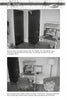 Two black-and-white photos show a small home office with a desk, chair, and sofa. Décor hints at an interest in "UFOs Above PA" by Schiffer Publishing, Ltd., with the first image near the doors and the second showing a wider view.