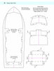 Fundamentals of Model Boat Building" by Schiffer Publishing, Ltd. includes paper templates for a 38' Chesapeake Bay Deadrise boat, labeled cut-outs for deck, motor box, and pilot house, with fold lines and classic assembly instructions.