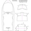 Fundamentals of Model Boat Building" by Schiffer Publishing, Ltd. includes paper templates for a 38' Chesapeake Bay Deadrise boat, labeled cut-outs for deck, motor box, and pilot house, with fold lines and classic assembly instructions.