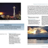 Scenic Seattle by Schiffer Publishing, Ltd. showcases nighttime skylines with the Space Needle, a vivid orange moon, and tranquil sunsets. Includes top Seattle photo spots with tips, making it an essential Seattle photography guide.