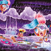 Three wild-haired kids with goggles brave a surreal purple rainstorm near a candy-like castle, in a scene from Schiffer Publishing, Ltd.'s The Sweet Rot, Book 3. One yells, another struggles to swim, and the third floats as lightning flashes.