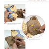Step-by-step image guide from "Time for Gourds" by Schiffer Publishing, Ltd.: hands paint a bear-shaped gourd clock—one image shows painting the face, another detailing yellow eyes, and a third adding a dark brown nose and mouth.