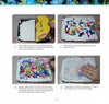 Pigments of Your Imagination by Schiffer Publishing, Ltd. shows a four-step method to marble fabric with alcohol ink and shaving cream: spread cream, add inks, swirl with a skewer, then press fabric onto the colorful design.