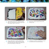 Pigments of Your Imagination by Schiffer Publishing, Ltd. shows a four-step method to marble fabric with alcohol ink and shaving cream: spread cream, add inks, swirl with a skewer, then press fabric onto the colorful design.